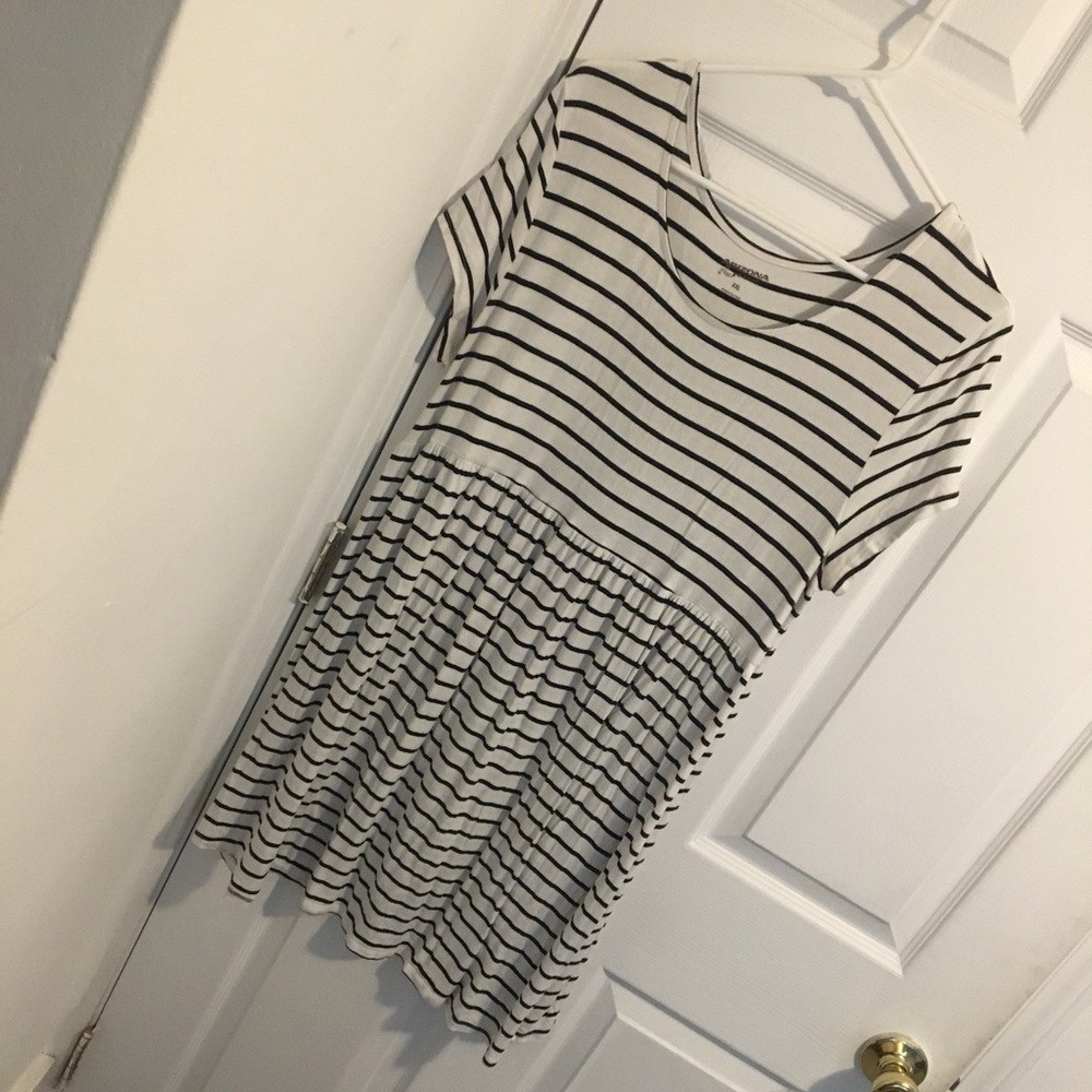 Black and white striped dress